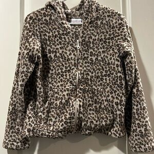 Hanna Andersson  zip up fleece Cheetah animal jacket Hoodie kids sz 12yrs (160)